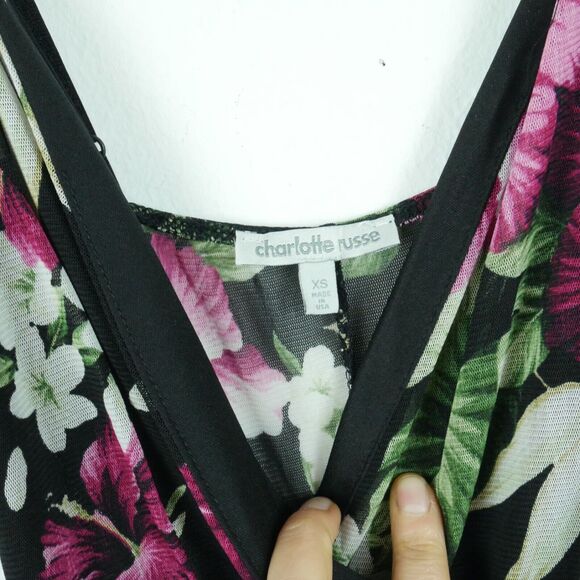 Vintage XS Dress Y2K Babydoll Floral Micro Mesh Boho Romantic Feminine Sundress - Picture 4 of 8